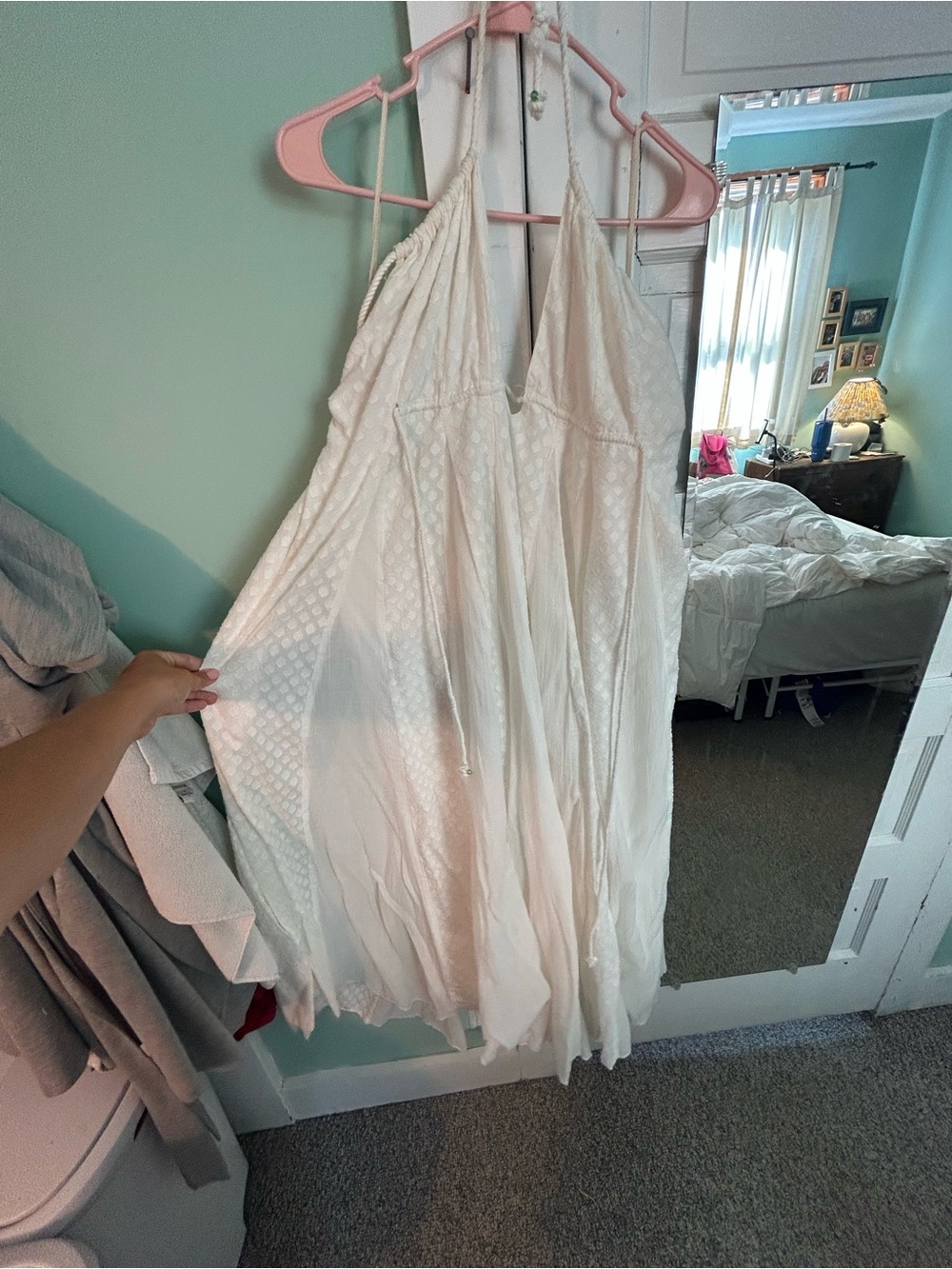 Free People Cream Textured Backless Halter Dress - Picture 2 of 4